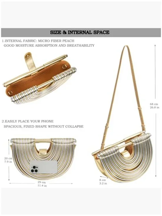 PU Vegan Soft Leather Woven Evening Clutch Purse with Adjustable Strap - Picture 5 of 7